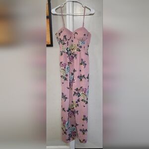 Band of Gypsies Dusty Pink Floral Strap Jumpsuit